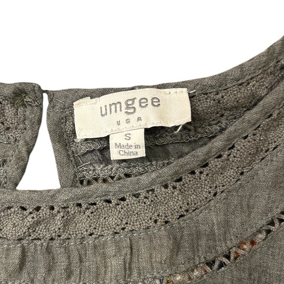 Umgee Women's Bohemian Embroidered Long Sleeve Dress  Olive Size Small - Picture 5 of 9